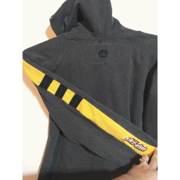 Ski-Doo Bombardier gray and yellow hoodie men or woman size large - Picture 5 of 10